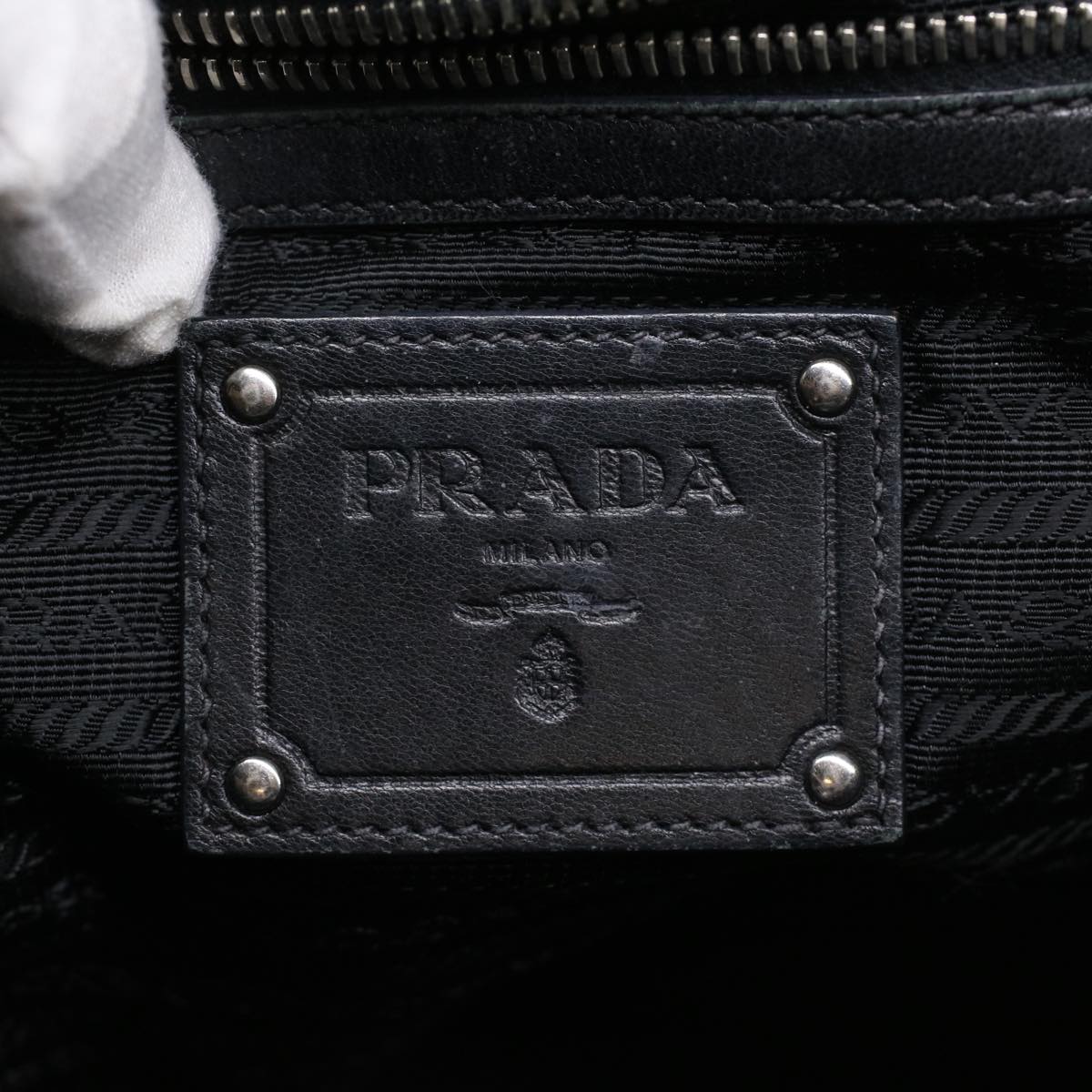 PRADA Hand Bag Nylon Black Auth ac1238