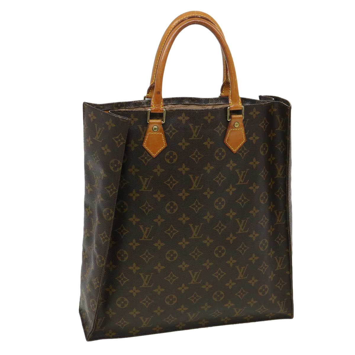 LOUIS VUITTON Monogram Sac Plat Hand Bag M51140 LV Auth ac1262