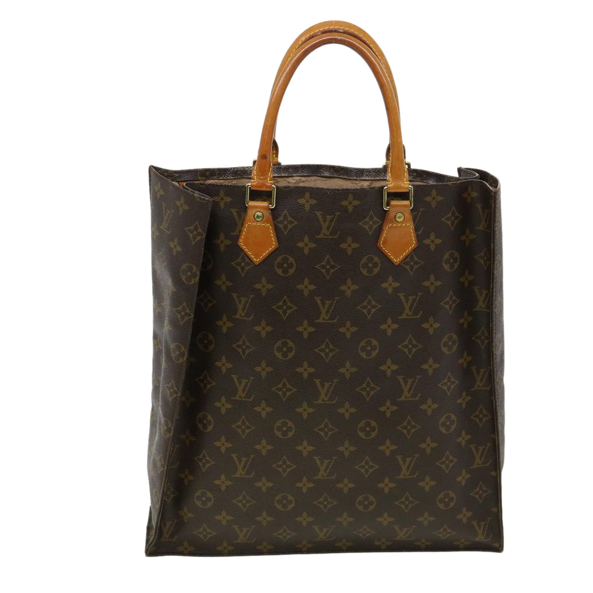 LOUIS VUITTON Monogram Sac Plat Hand Bag M51140 LV Auth ac1262