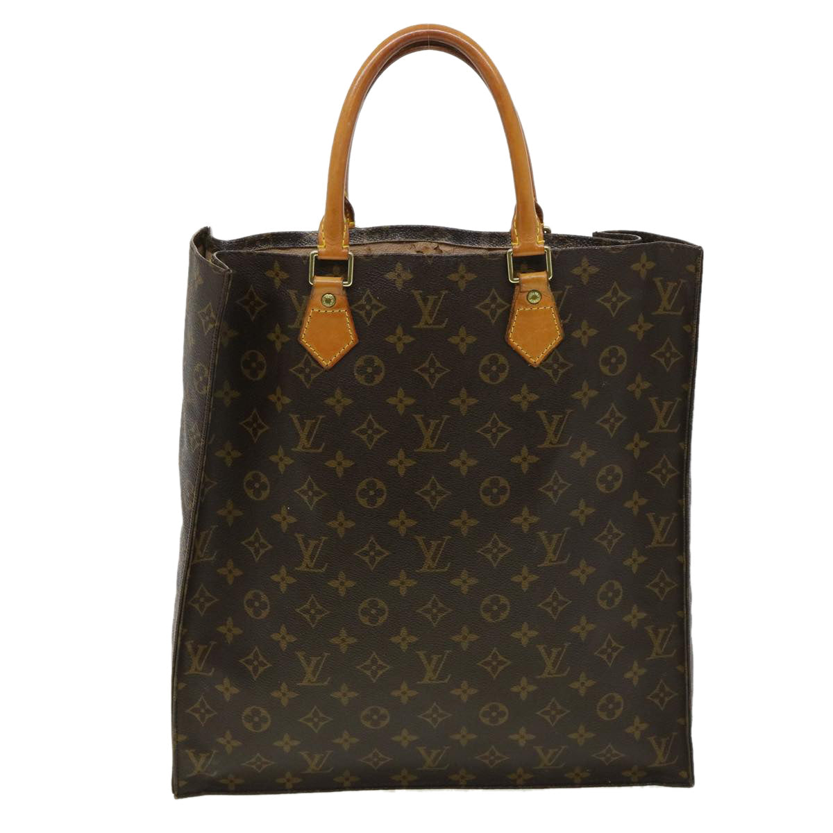 LOUIS VUITTON Monogram Sac Plat Hand Bag M51140 LV Auth ac1262