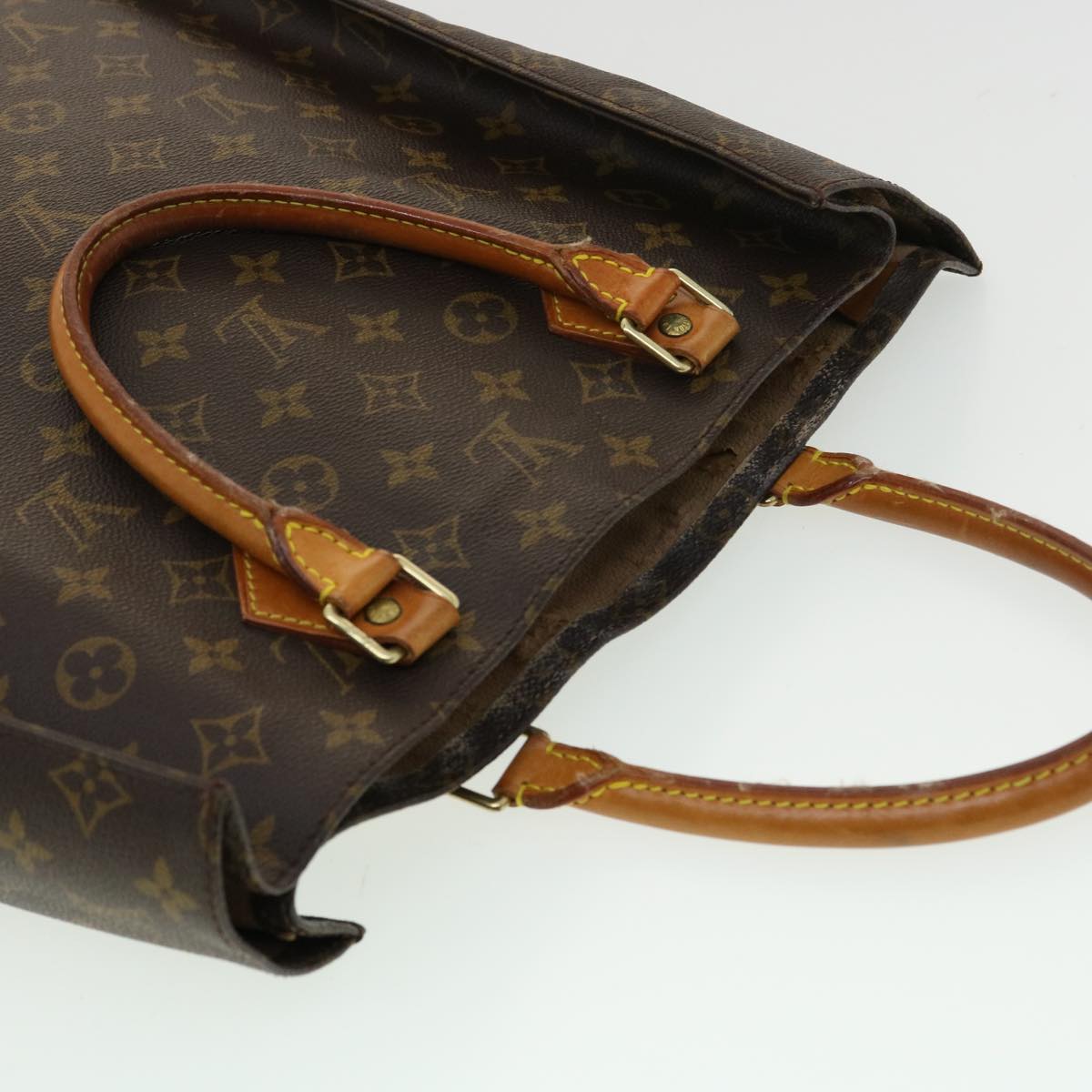 LOUIS VUITTON Monogram Sac Plat Hand Bag M51140 LV Auth ac1262