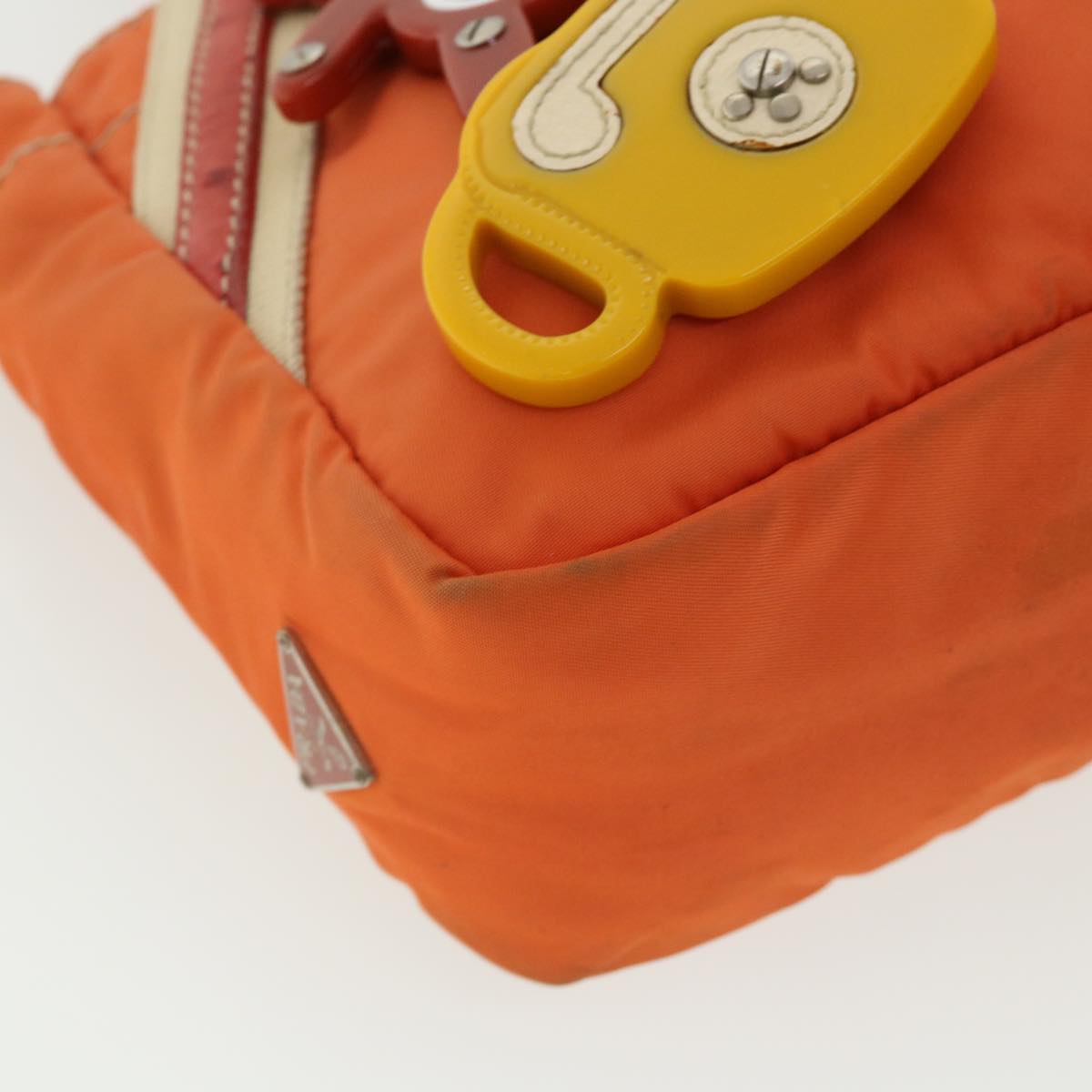 PRADA Hand Bag Nylon Orange Auth ac1296