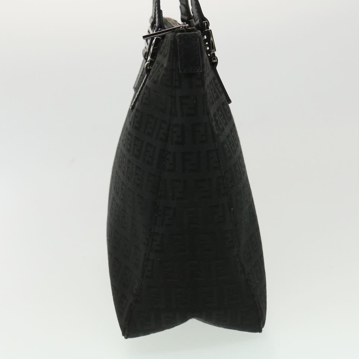 FENDI Zucchino Canvas Hand Bag Black Auth ac1348