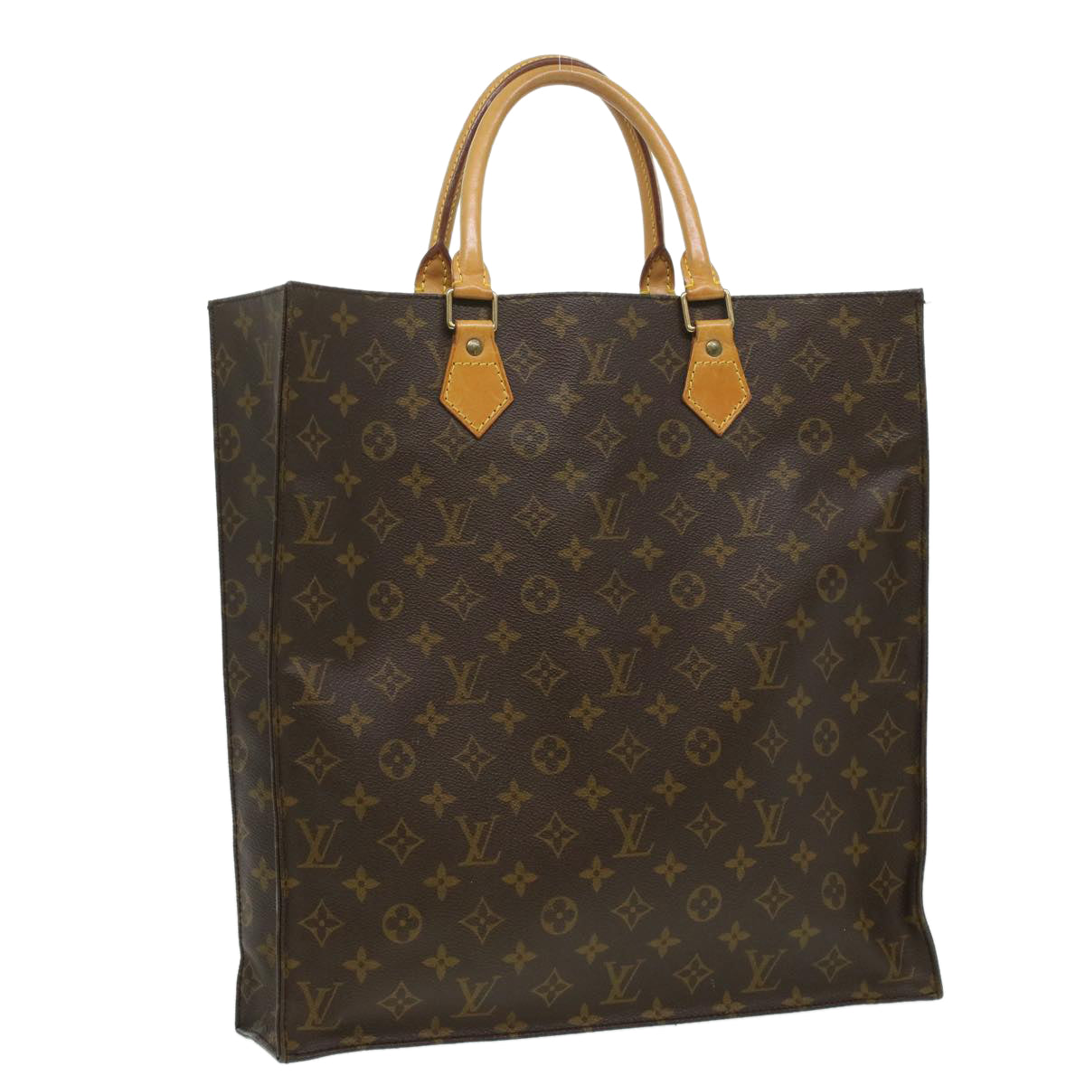 LOUIS VUITTON Monogram Sac Plat Hand Bag M51140 LV Auth ac1466