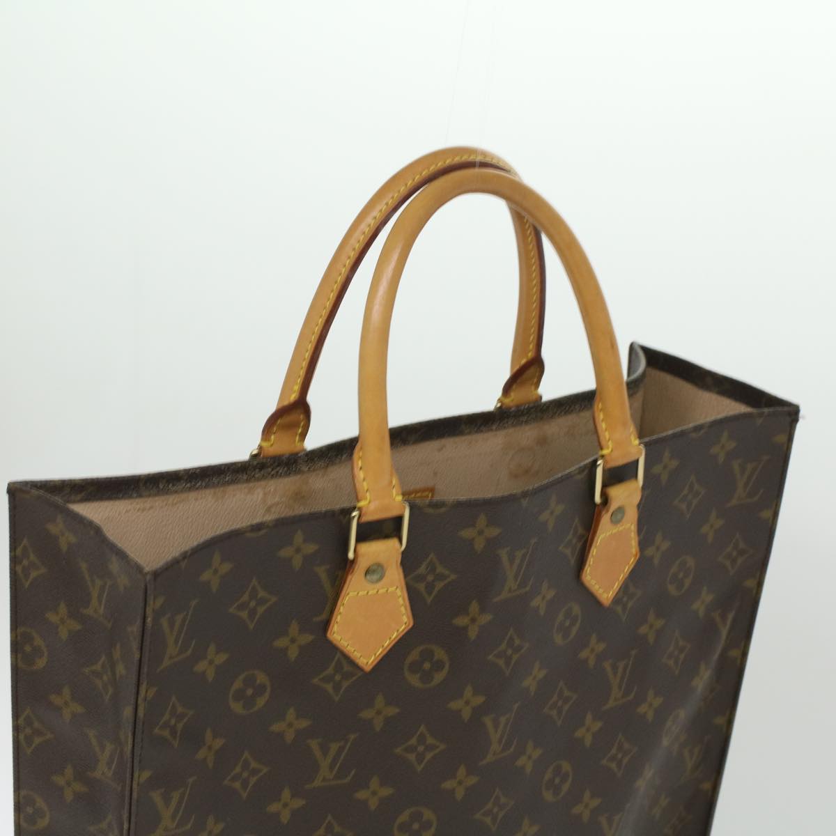 LOUIS VUITTON Monogram Sac Plat Hand Bag M51140 LV Auth ac1466