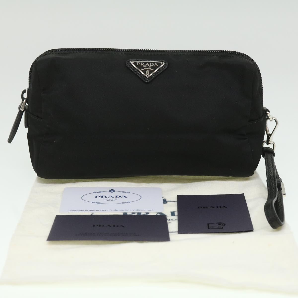 PRADA Pouch Nylon Black Auth ac1478