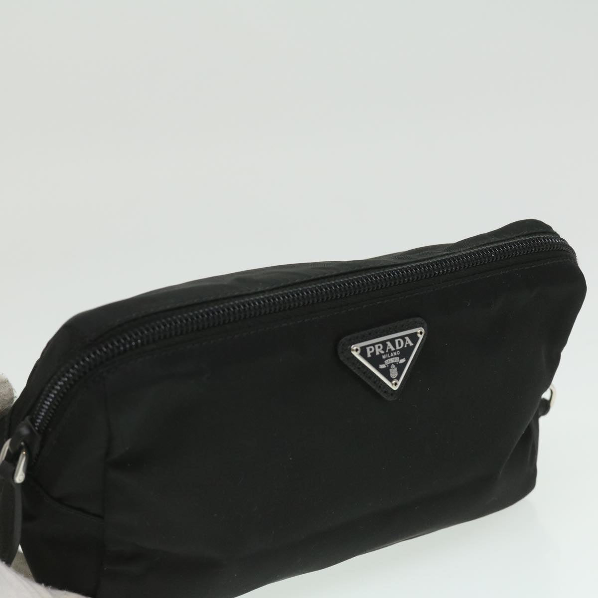 PRADA Pouch Nylon Black Auth ac1478