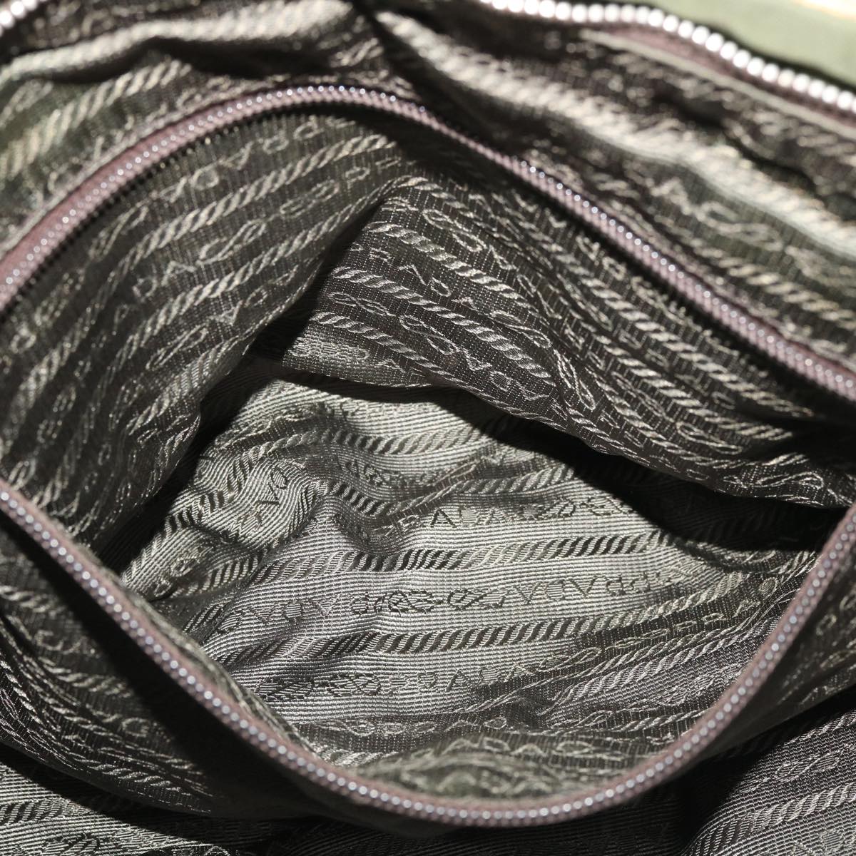 PRADA Hand Bag Leather nylon Green Auth ac1495