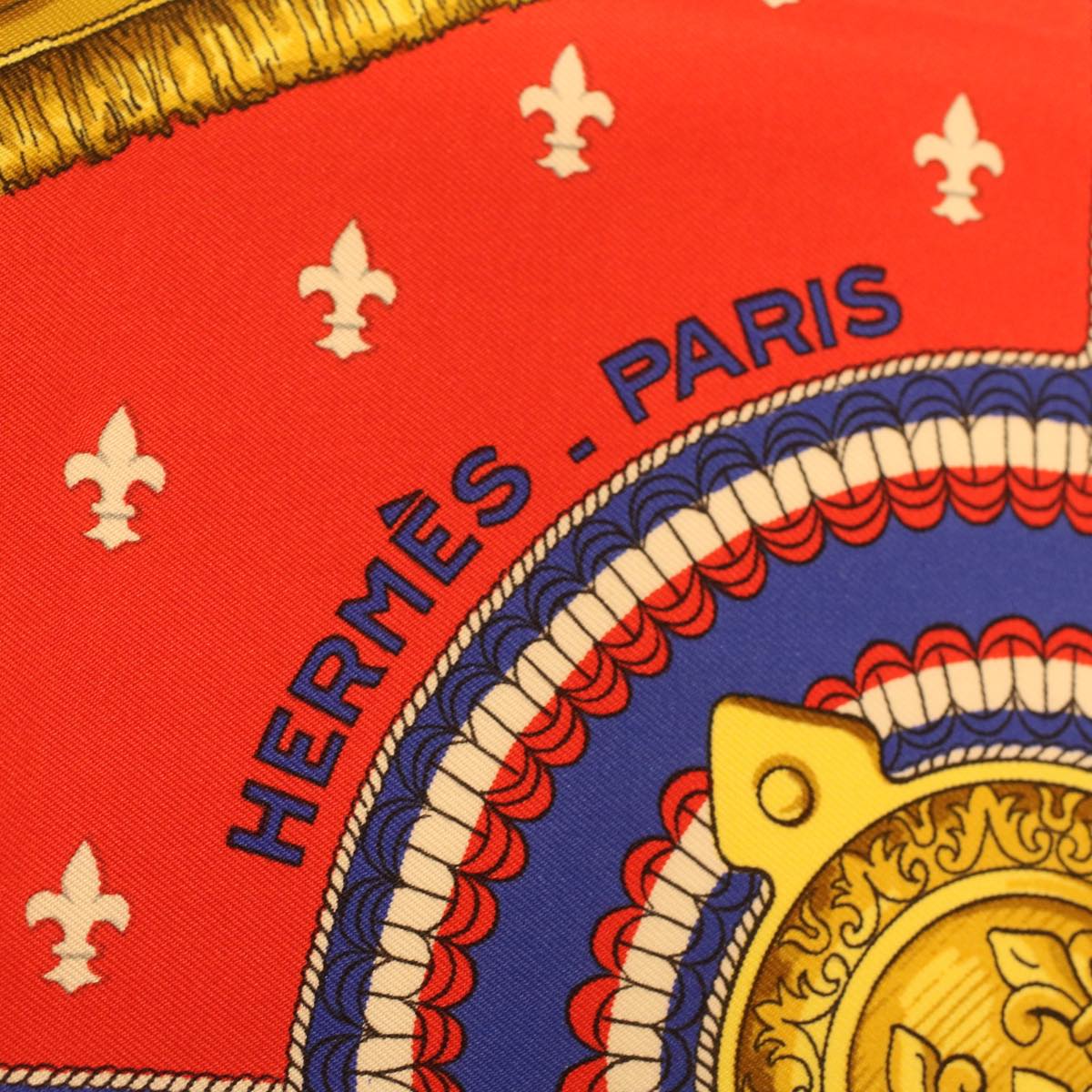HERMES Carre90 SELLES A HOUSSE Scarf Silk Red Blue white Auth ac1601