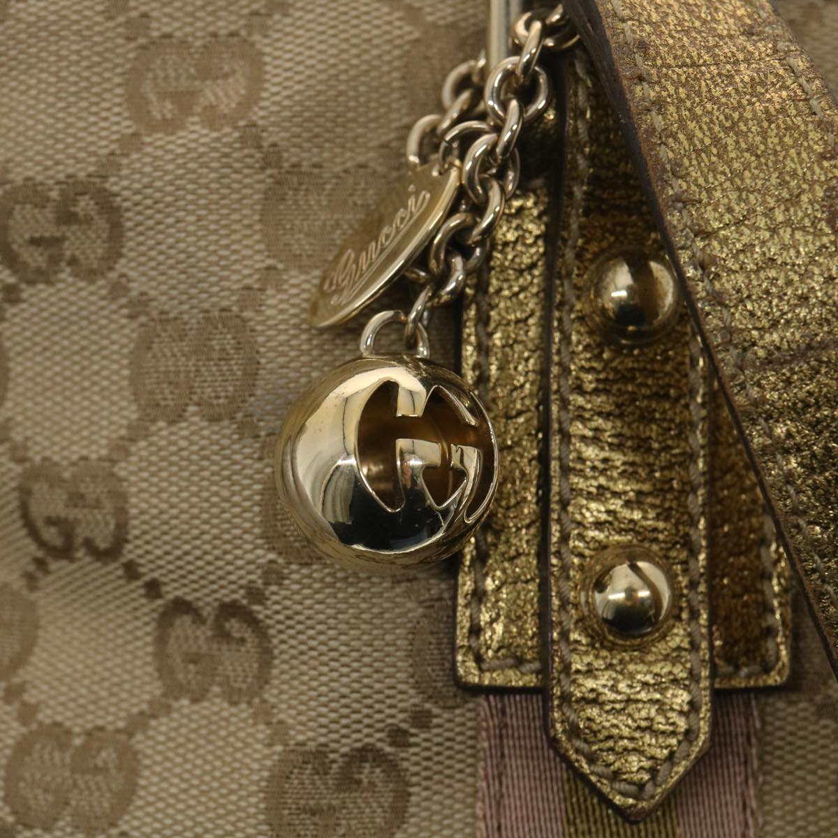 GUCCI GG Canvas Tote Bag Beige Gold 137396 Auth ac1626