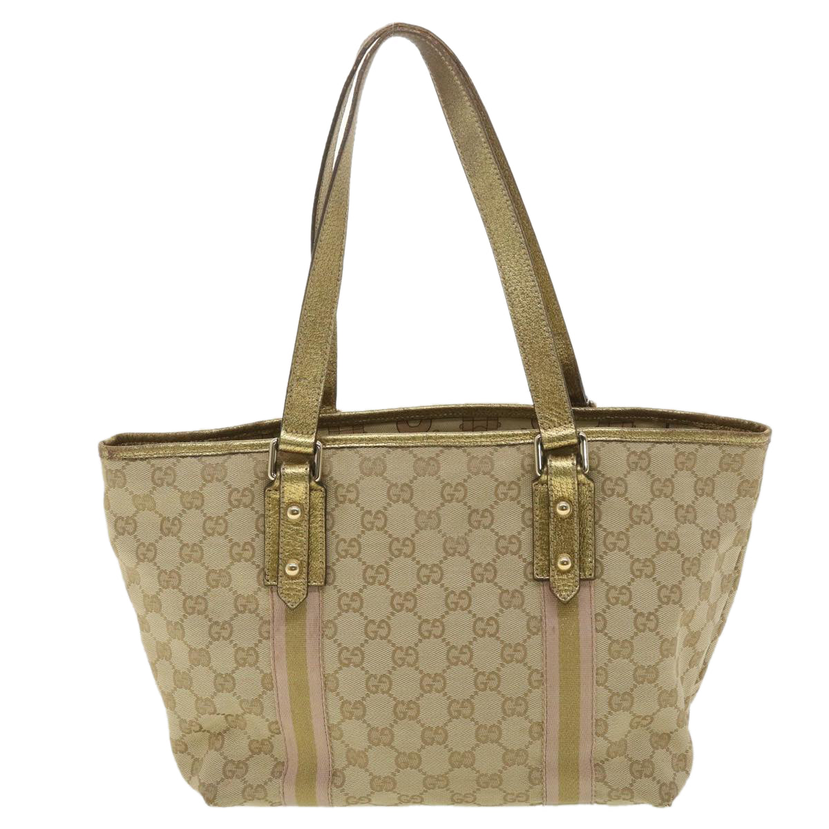 GUCCI GG Canvas Tote Bag Beige Gold 137396 Auth ac1626 - 0