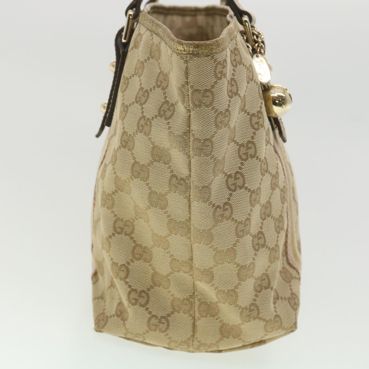 GUCCI GG Canvas Tote Bag Beige Gold 137396 Auth ac1626