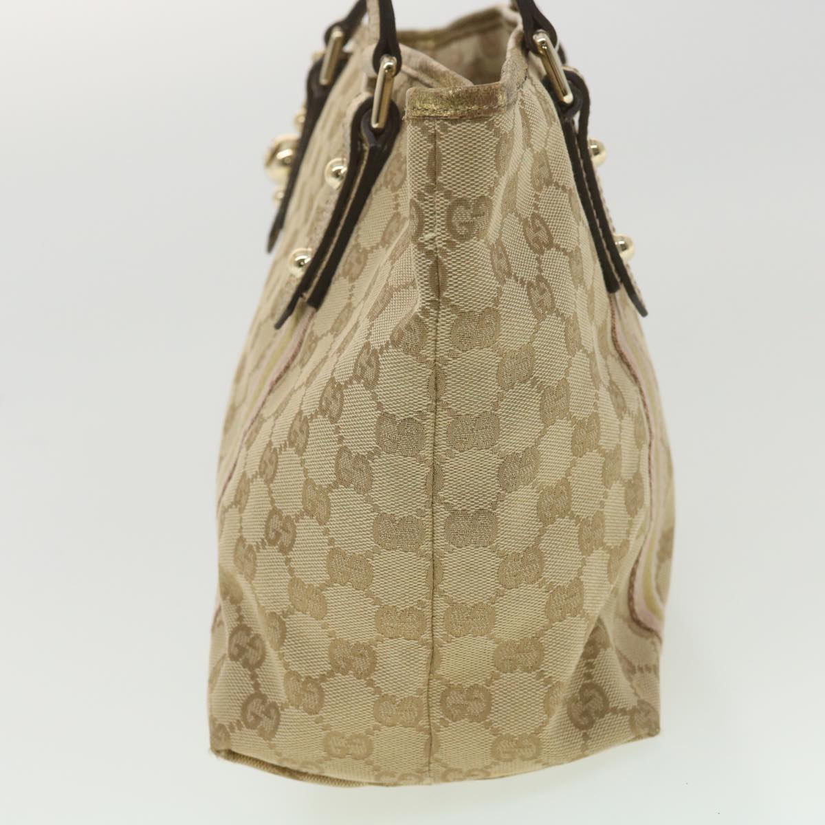 GUCCI GG Canvas Tote Bag Beige Gold 137396 Auth ac1626