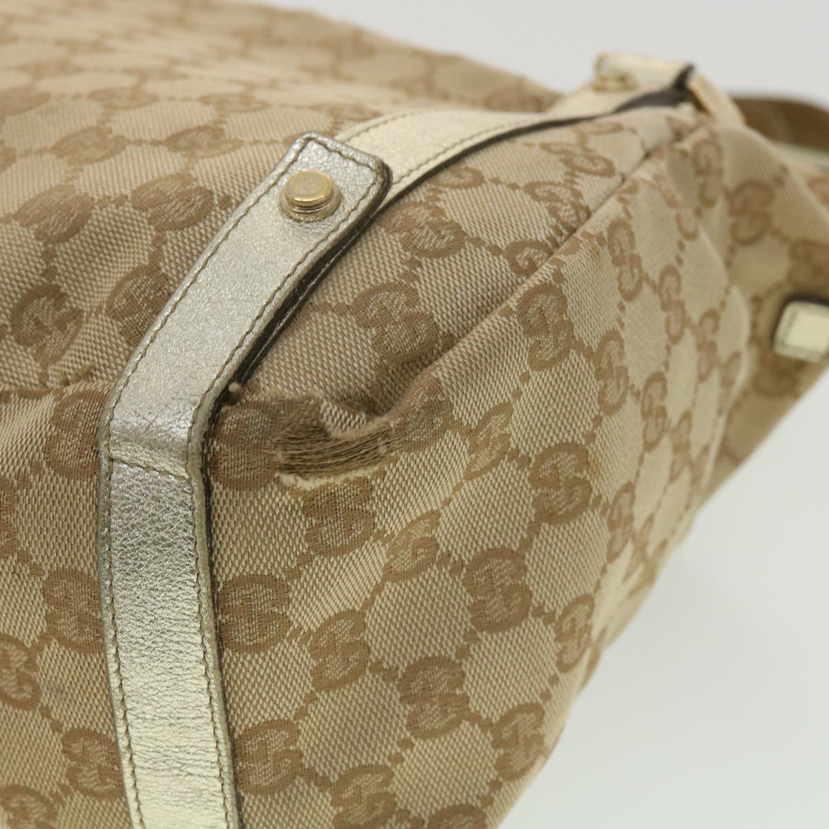 GUCCI GG Canvas Shoulder Bag Beige 130736 Auth ac1684