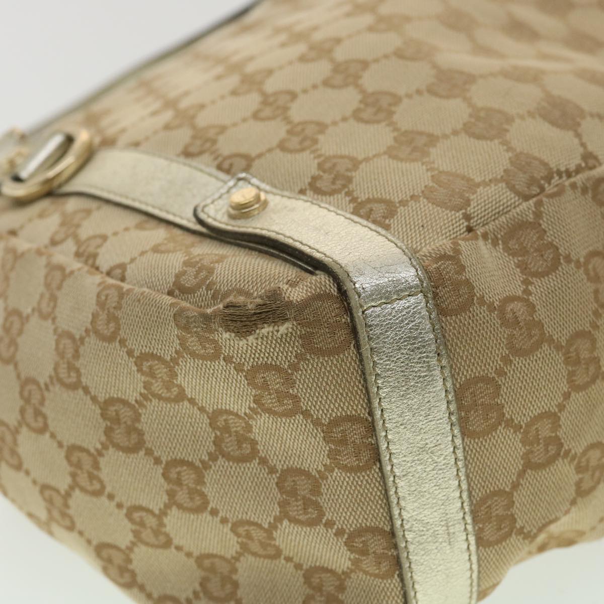 GUCCI GG Canvas Shoulder Bag Beige 130736 Auth ac1684