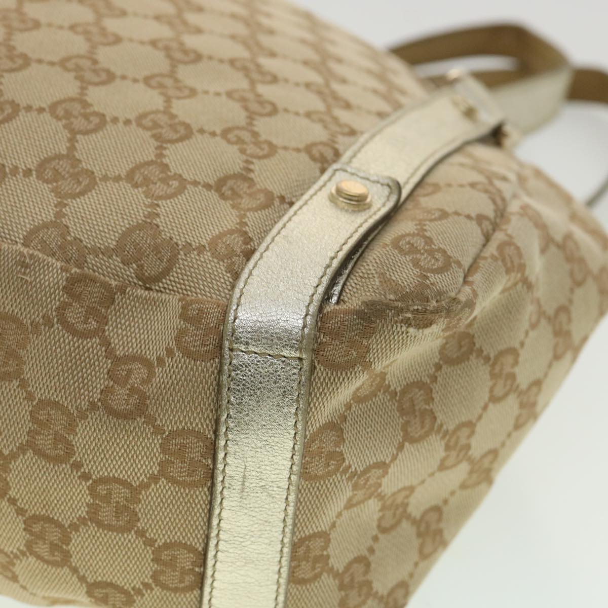 GUCCI GG Canvas Shoulder Bag Beige 130736 Auth ac1684