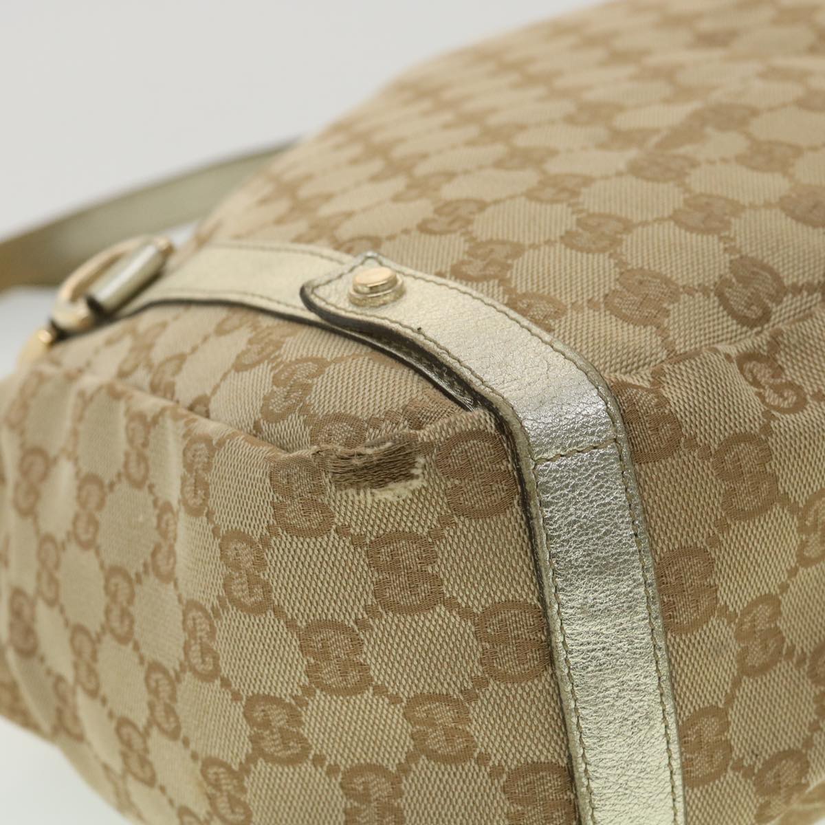 GUCCI GG Canvas Shoulder Bag Beige 130736 Auth ac1684