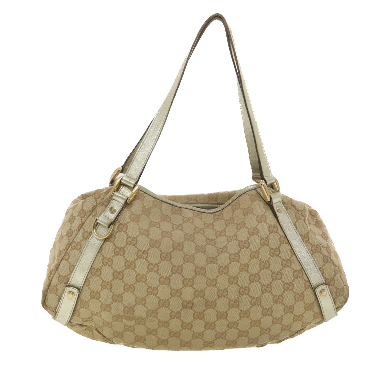 GUCCI GG Canvas Shoulder Bag Beige 130736 Auth ac1684