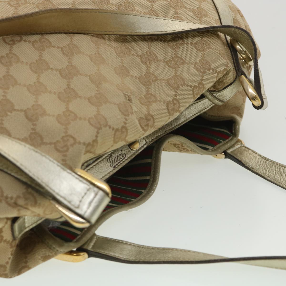 GUCCI GG Canvas Shoulder Bag Beige 130736 Auth ac1684