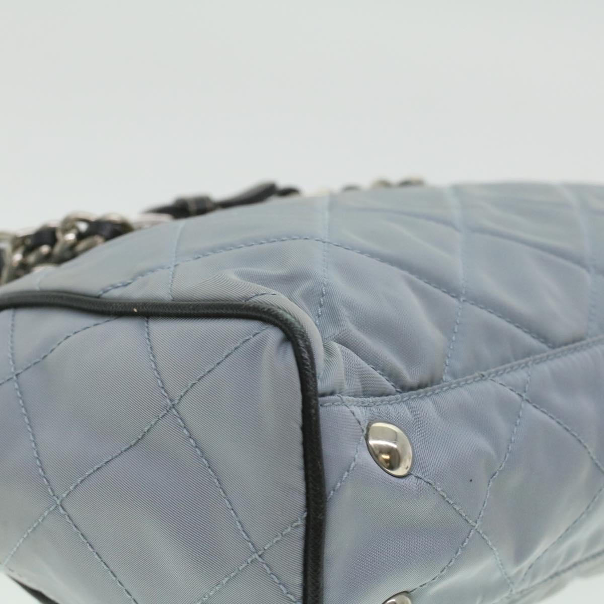 PRADA Quilted Shoulder Bag Nylon Light Blue Auth ac1703
