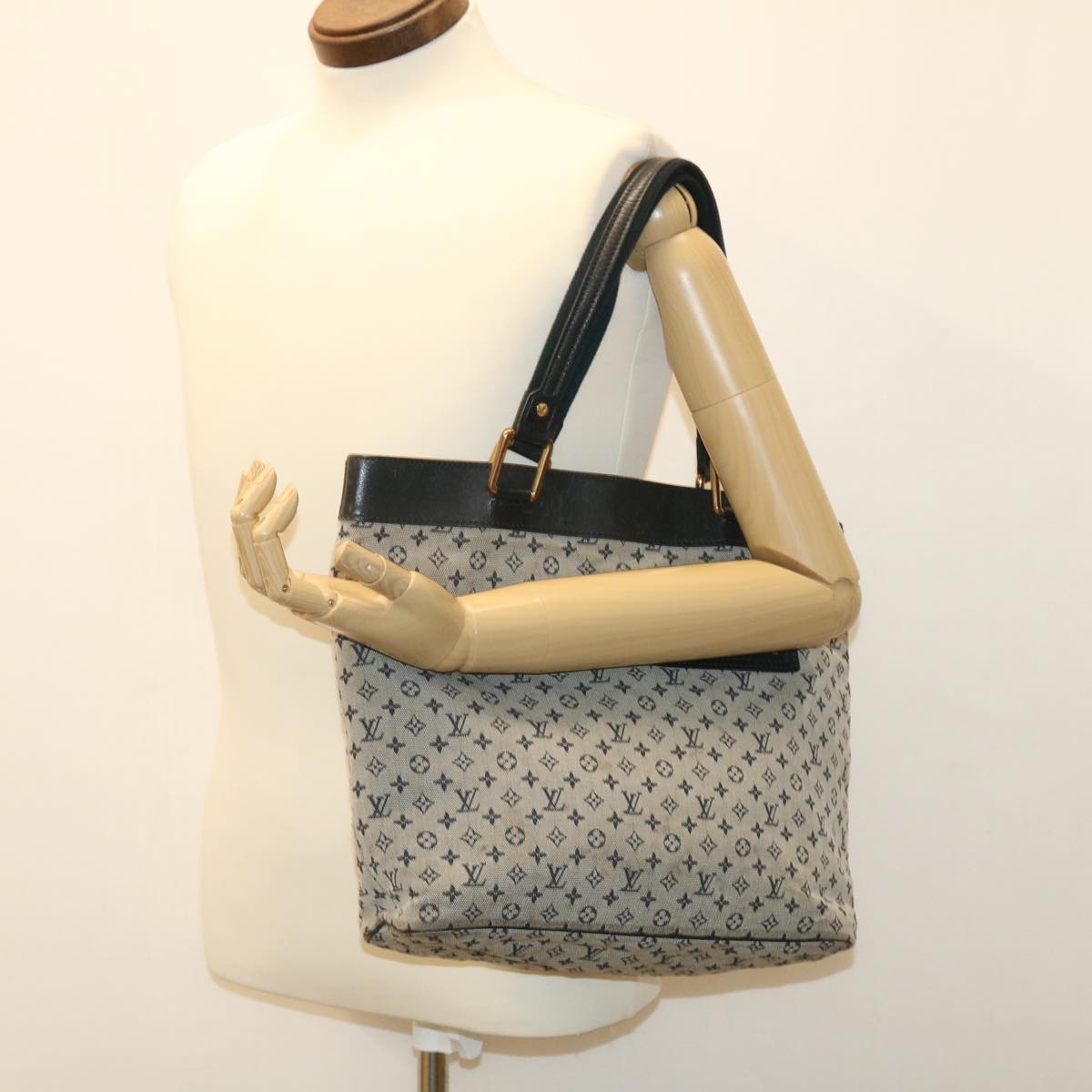 LOUIS VUITTON Monogram Mini Lucille GM Tote Bag Blue M92675 LV Auth ac1727