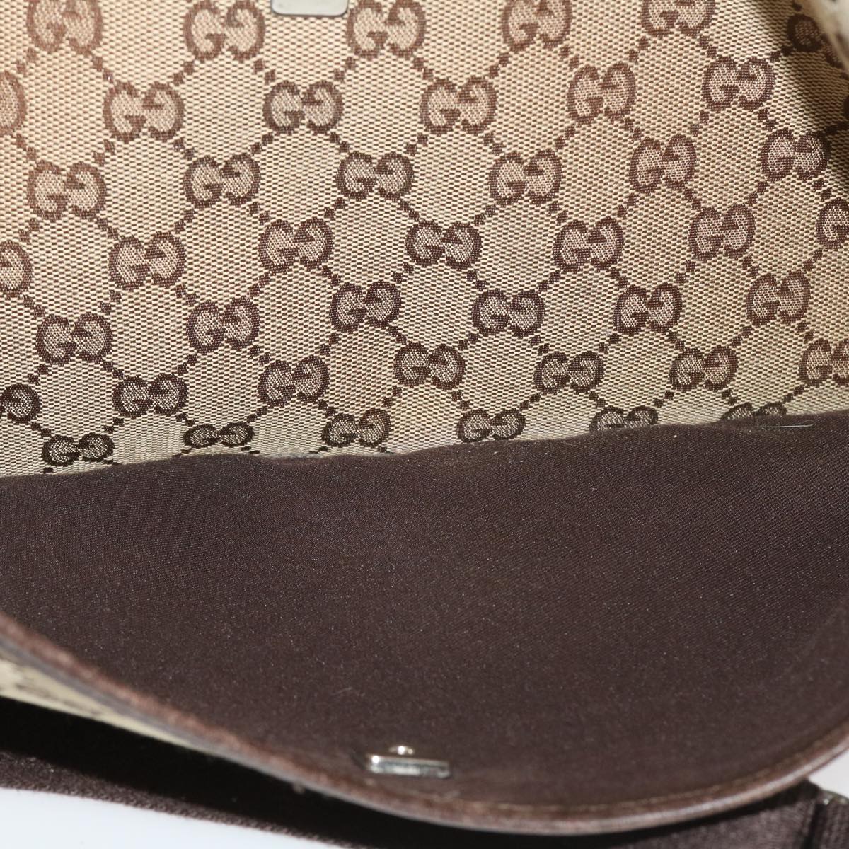 GUCCI GG Canvas Shoulder Bag Canvas Beige Brown 145856 Auth ac1754