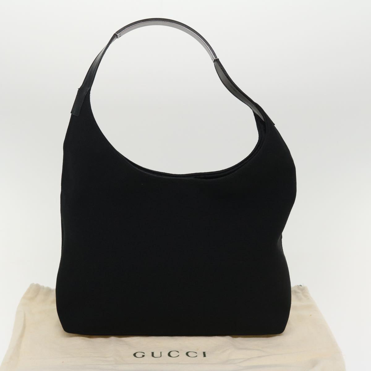 GUCCI Shoulder Bag Canvas Black 3297 Auth ac1758