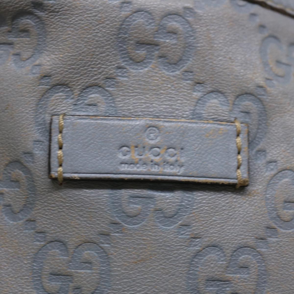 GUCCI GG Canvas Shoulder Bag Leather Light Blue 197953 Auth ac1765