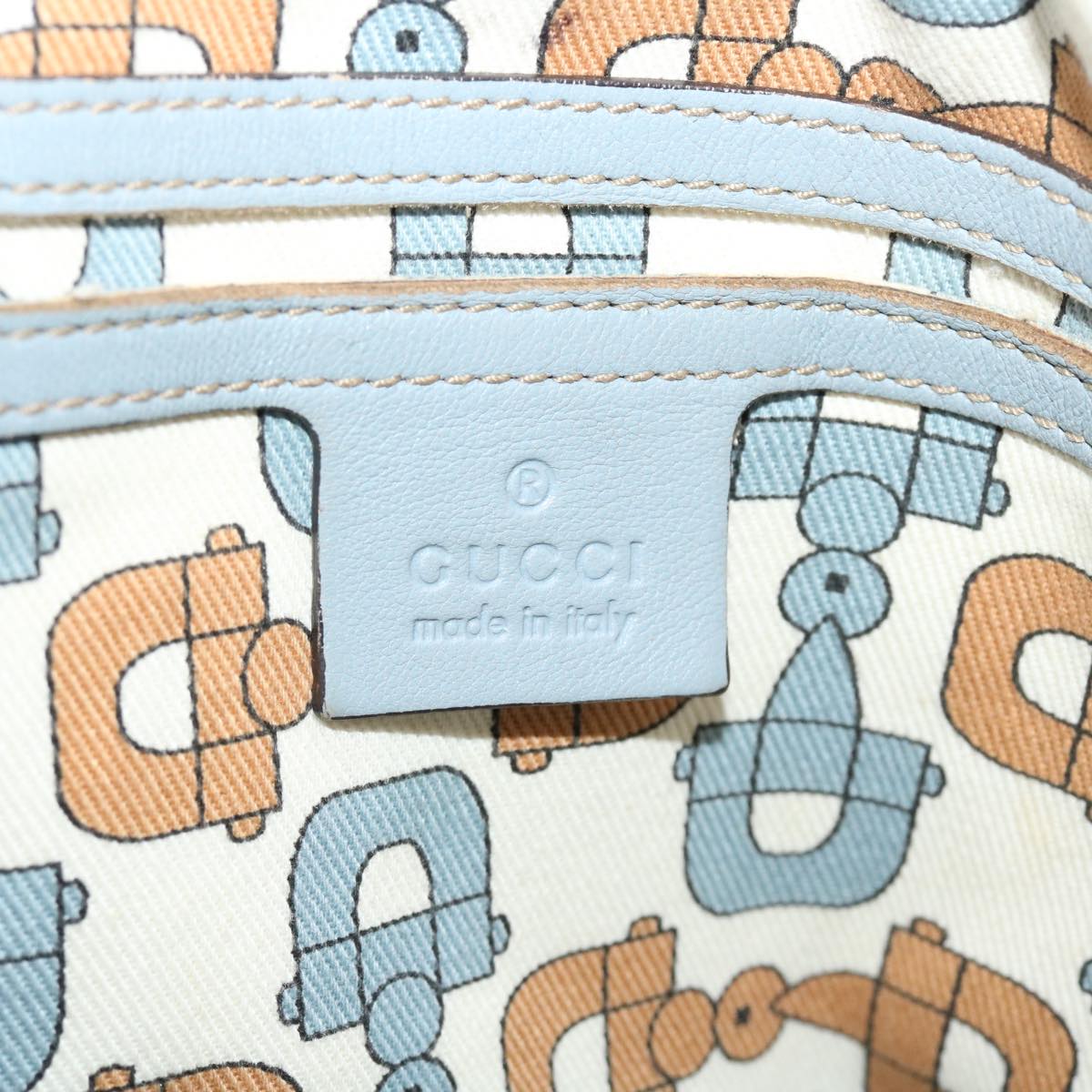 GUCCI GG Canvas Shoulder Bag Leather Light Blue 197953 Auth ac1765