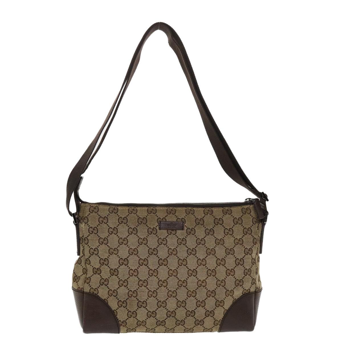 GUCCI GG Canvas Shoulder Bag Canvas Beige Brown 114273 Auth ac1767