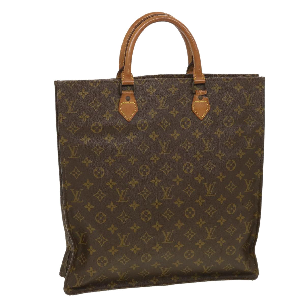 LOUIS VUITTON Monogram Sac Plat Hand Bag M51140 LV Auth ac1782