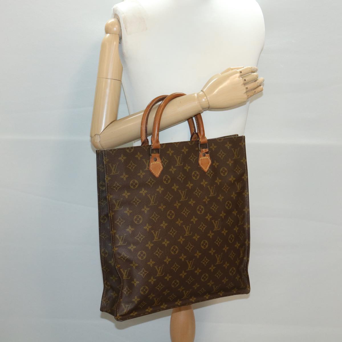 LOUIS VUITTON Monogram Sac Plat Hand Bag M51140 LV Auth ac1782