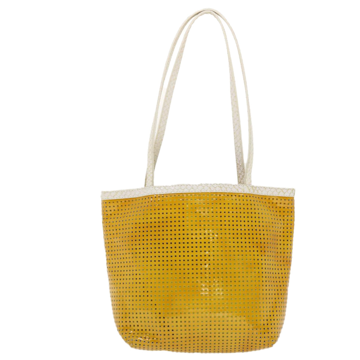 FENDI Tote Bag Enamel Yellow White Auth ac1799 - 0