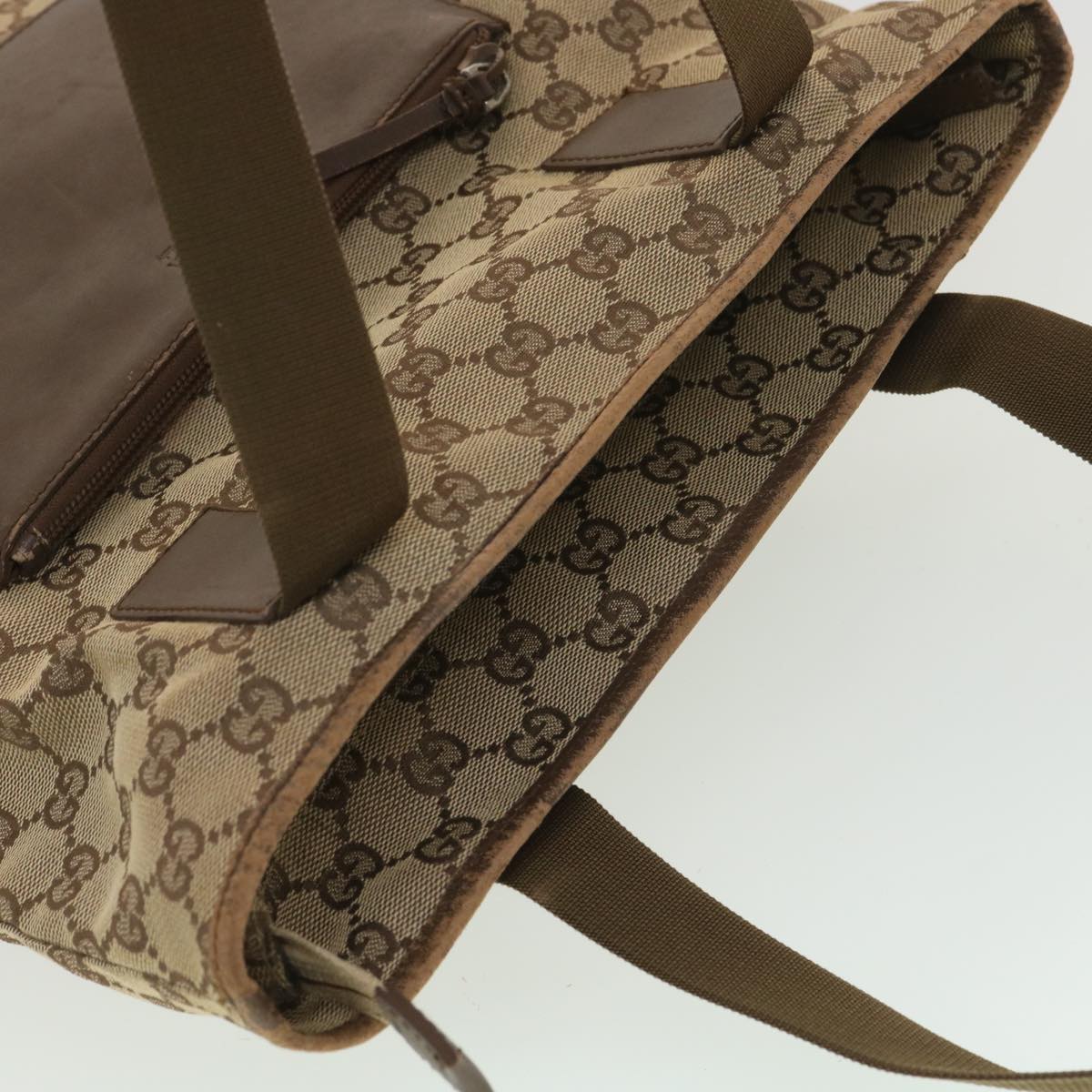 GUCCI GG Canvas Tote Bag Beige Brown 0190401 Auth ac1839