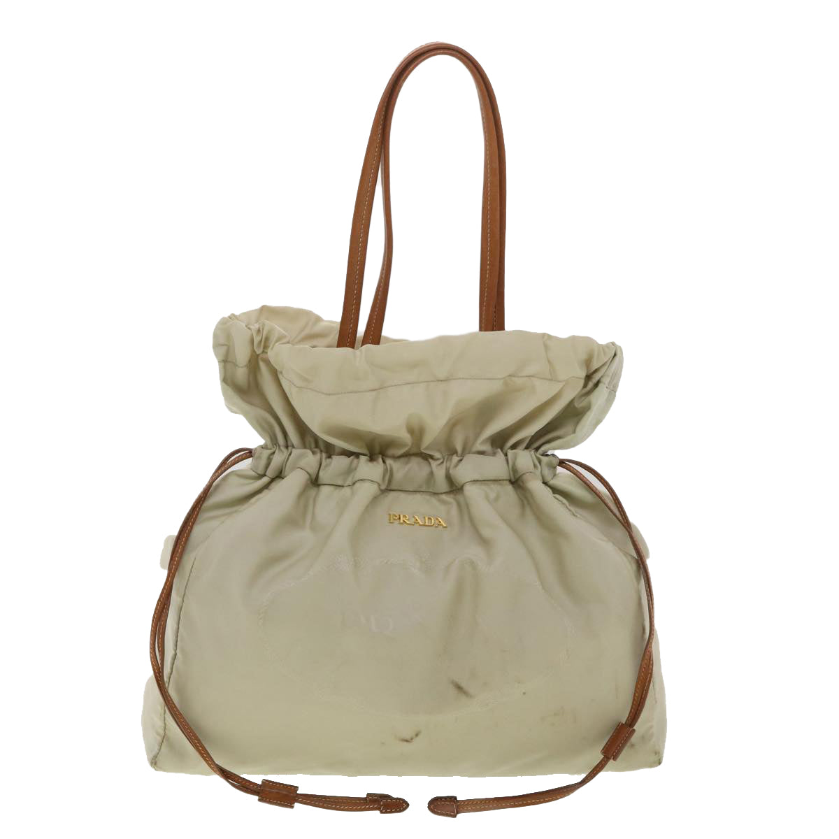 PRADA Shoulder Bag Nylon Beige Auth ac1841