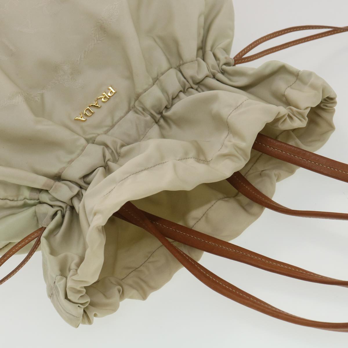 PRADA Shoulder Bag Nylon Beige Auth ac1841