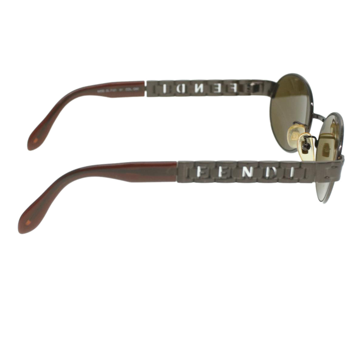 FENDI Sunglasses metal Brown Auth ac1847