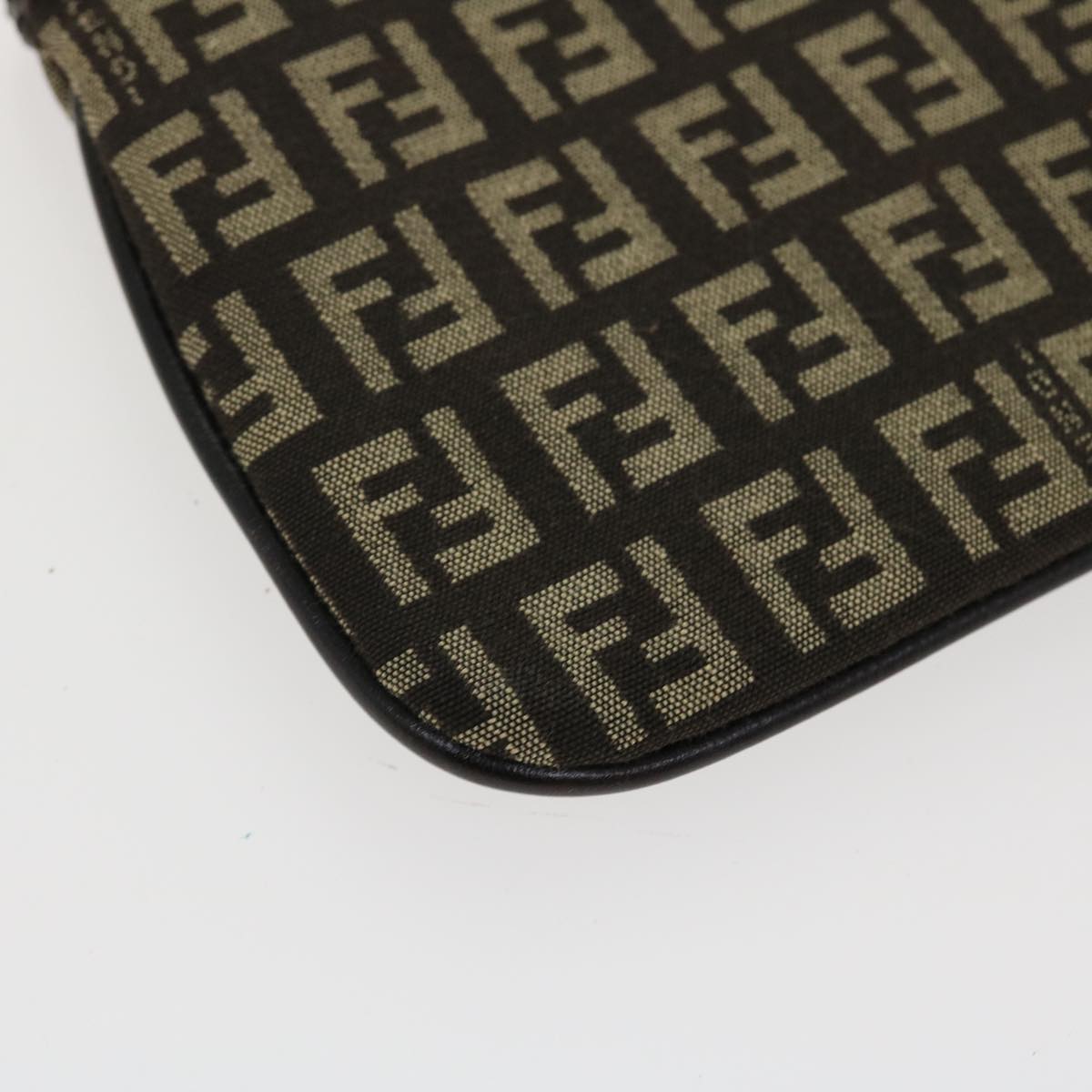 FENDI Zucchino Canvas Pouch Brown Auth ac1919