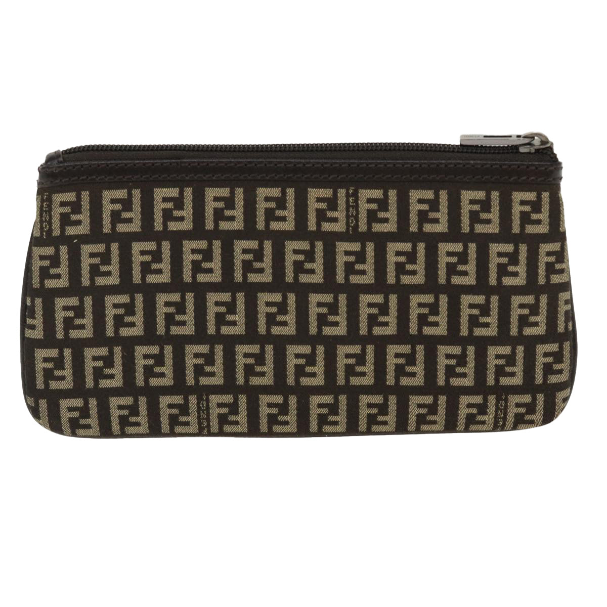 FENDI Zucchino Canvas Pouch Brown Auth ac1919 - 0