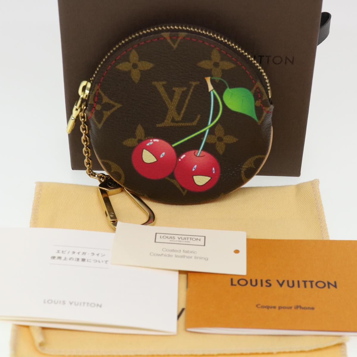 LOUIS VUITTON Monogram Cherry Porte Monnaie Ron Coin Purse M95043 LV Auth ac1922