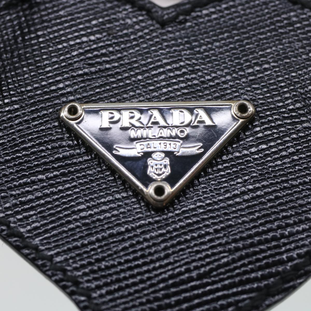 PRADA Heart Bijoux Key Holder Safiano leather Black Auth ac1936