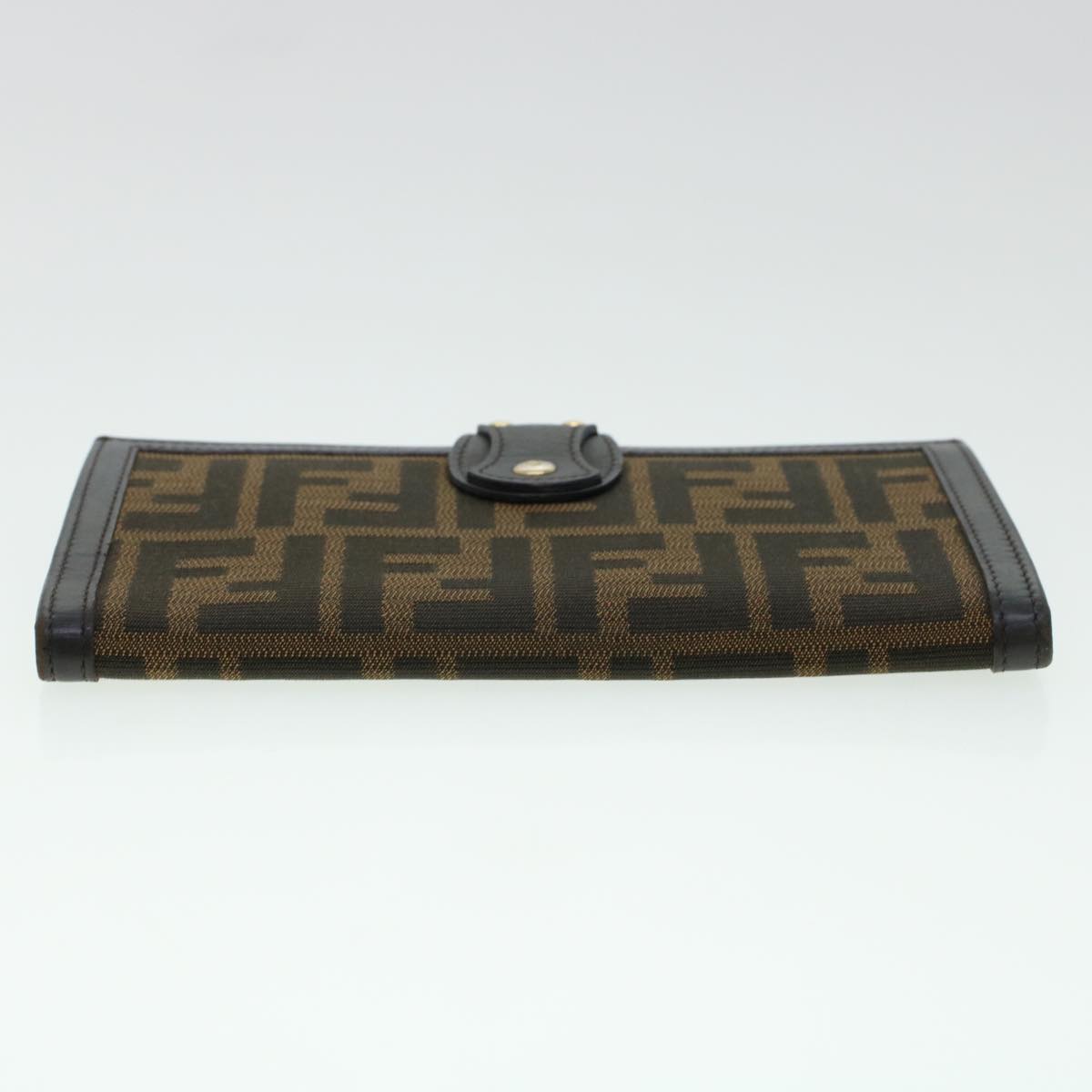 FENDI Zucca Canvas Wallet Black Brown Auth ac1940