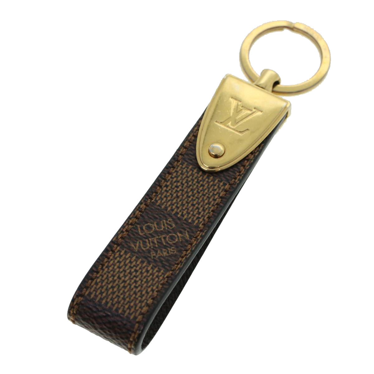 LOUIS VUITTON Damier Ebene Porte Cles Dragonne Key Holder M65050 LV Auth ac1942