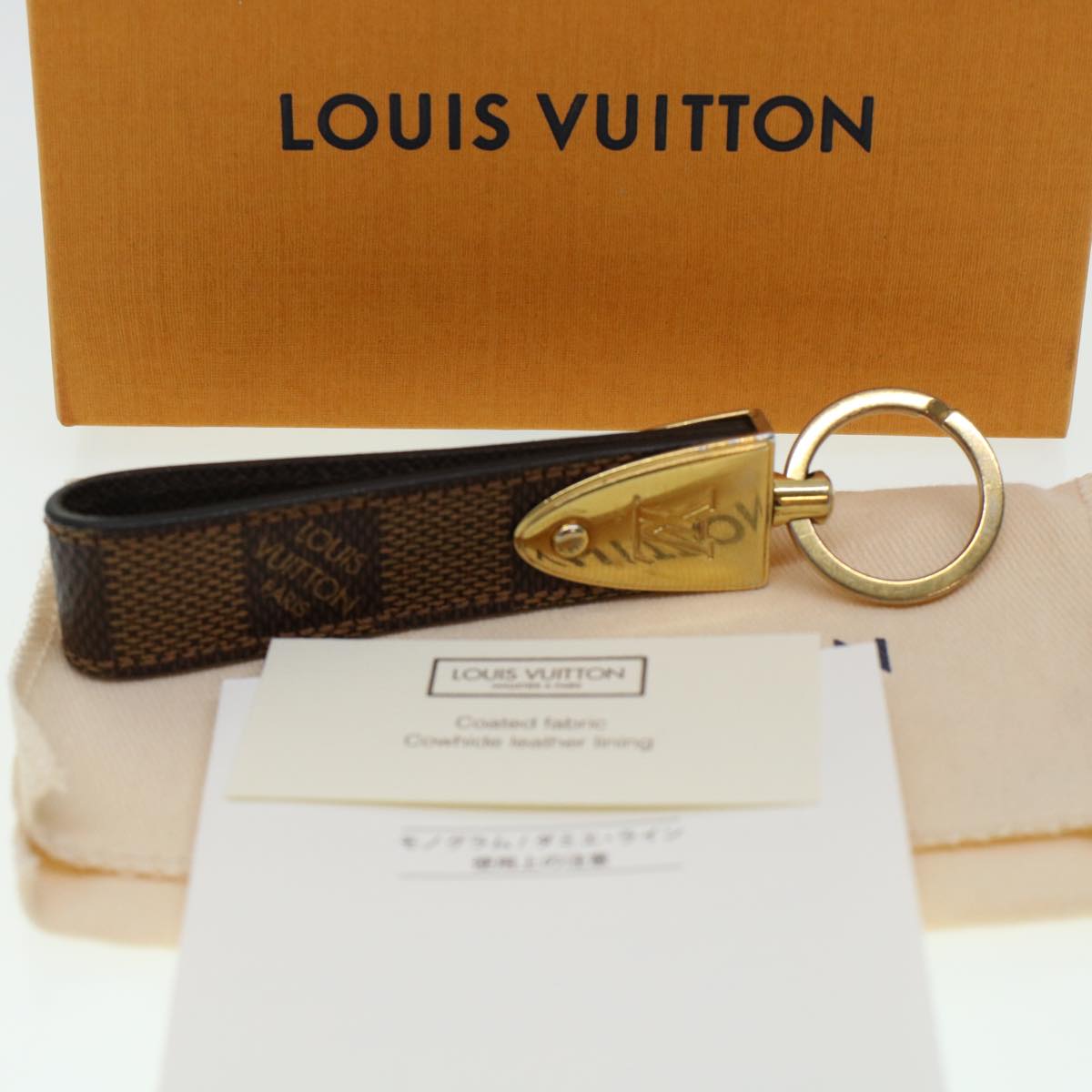 LOUIS VUITTON Damier Ebene Porte Cles Dragonne Key Holder M65050 LV Auth ac1942