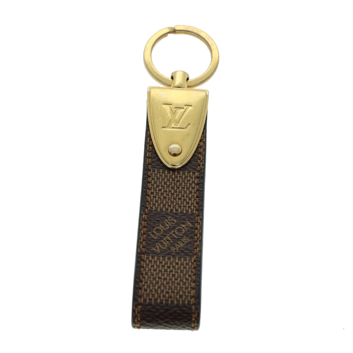 LOUIS VUITTON Damier Ebene Porte Cles Dragonne Key Holder M65050 LV Auth ac1942