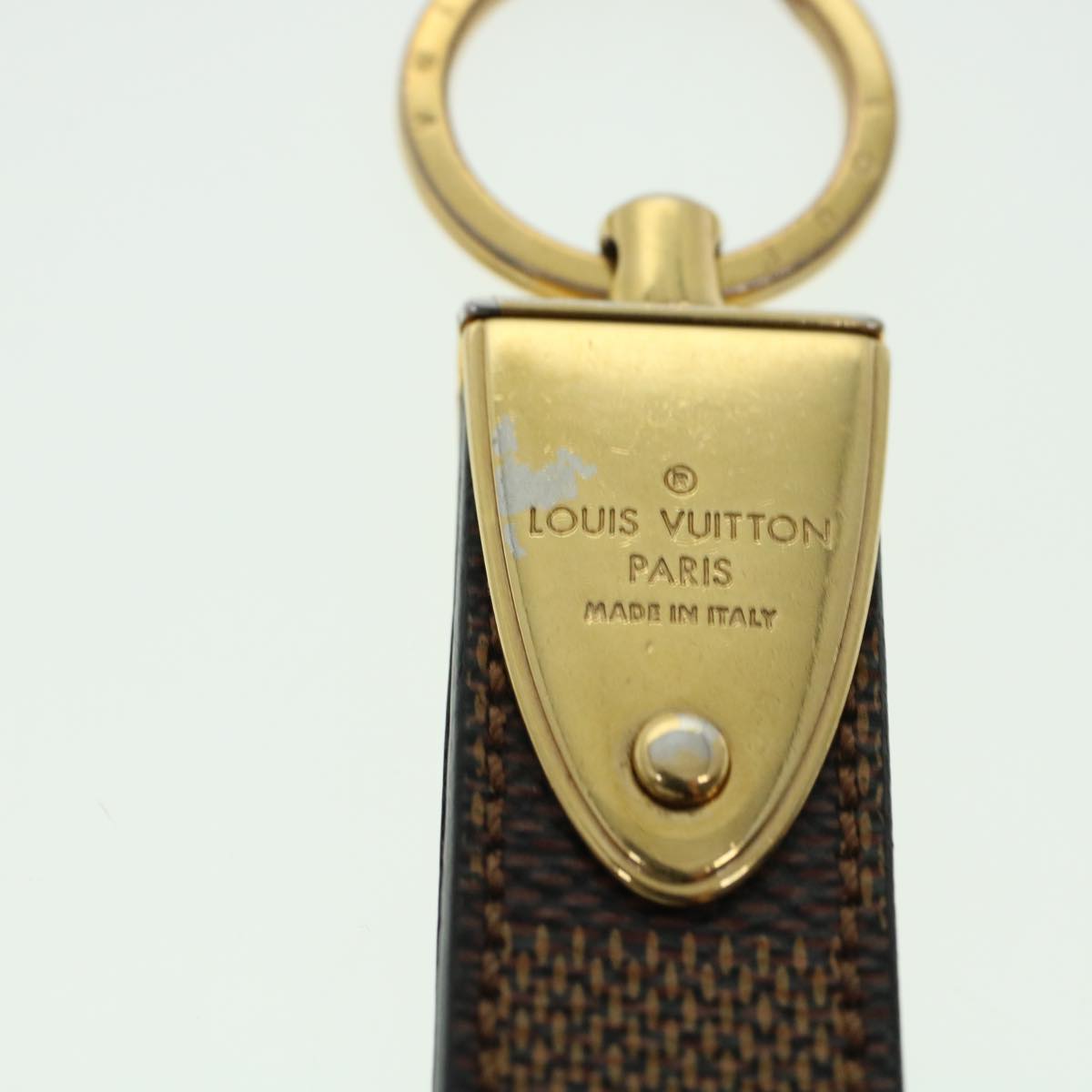 LOUIS VUITTON Damier Ebene Porte Cles Dragonne Key Holder M65050 LV Auth ac1942