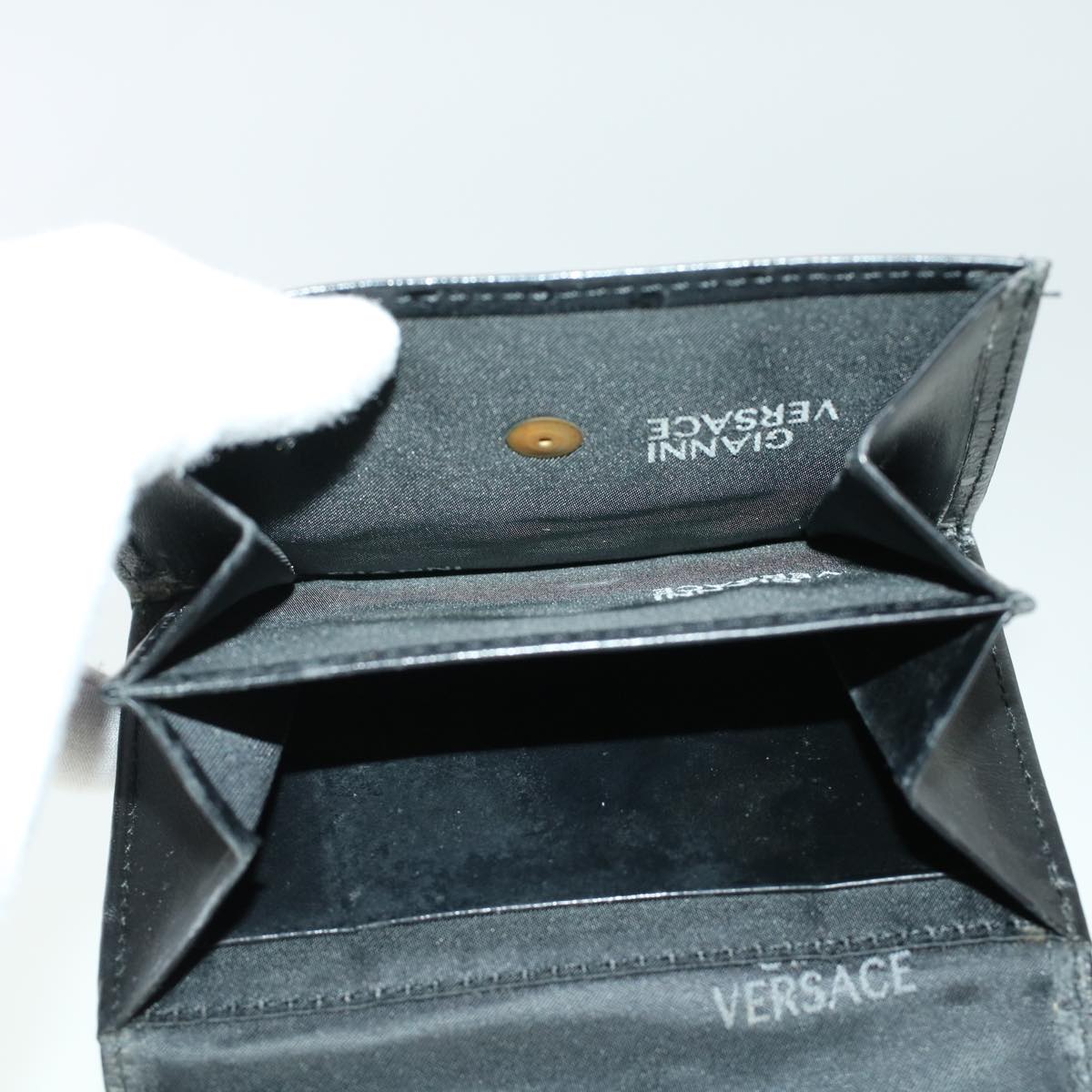 Gianni Versace Key Case Wallet Leather 3Set Black Auth ac1945