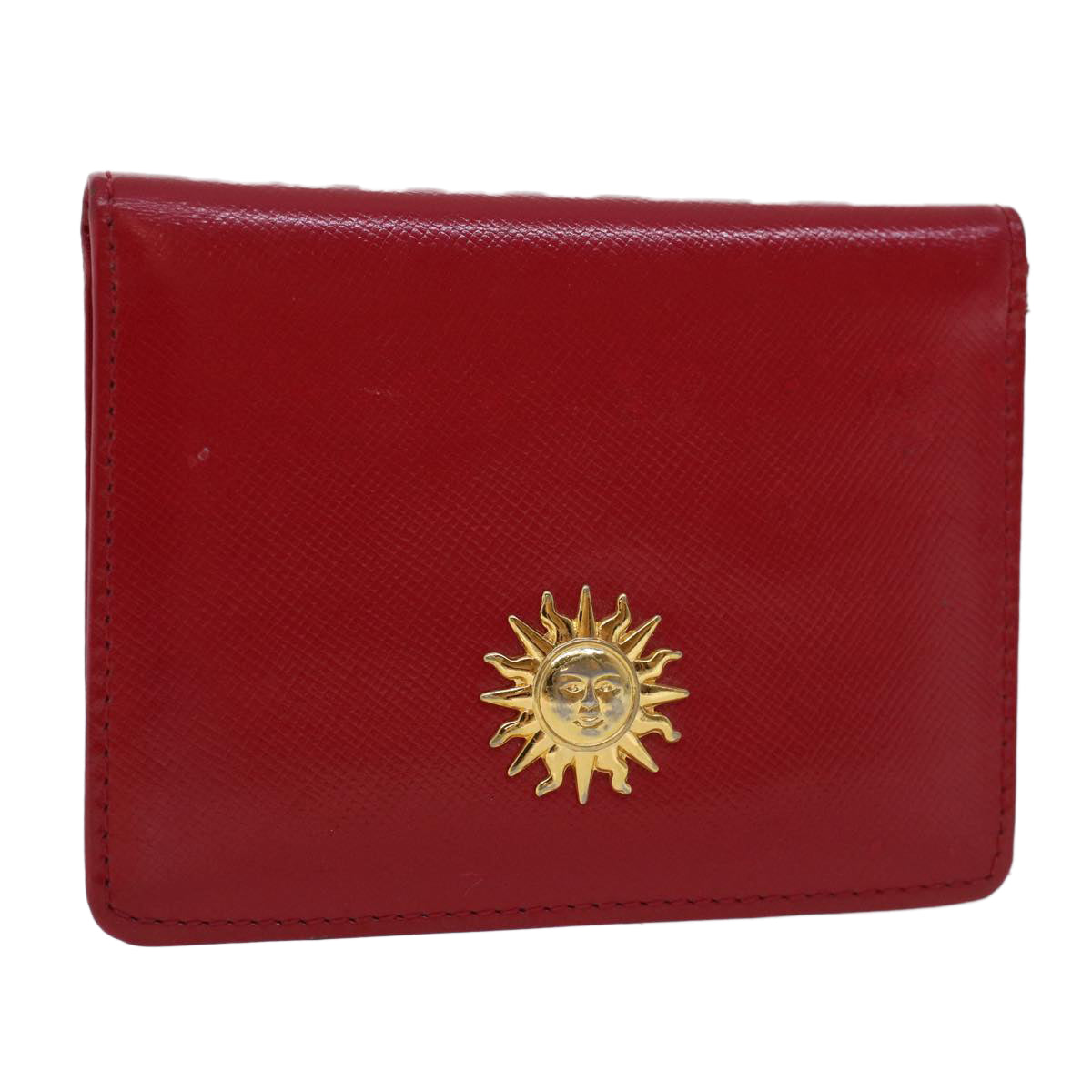 Gianni Versace Card Case Leather Red Auth ac1965