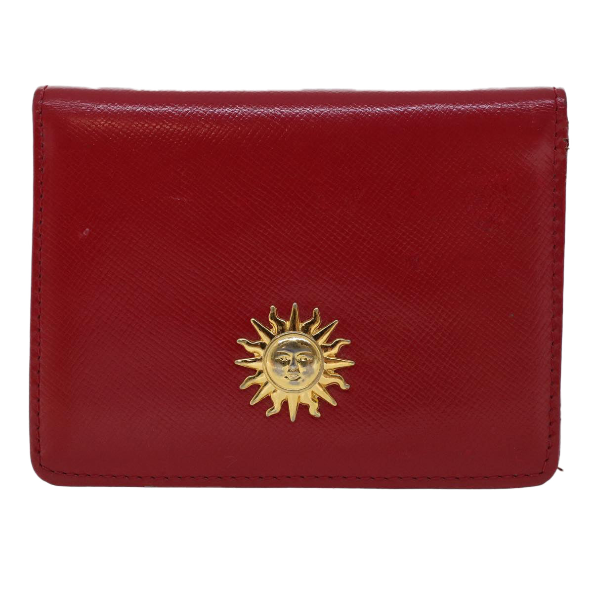 Gianni Versace Card Case Leather Red Auth ac1965