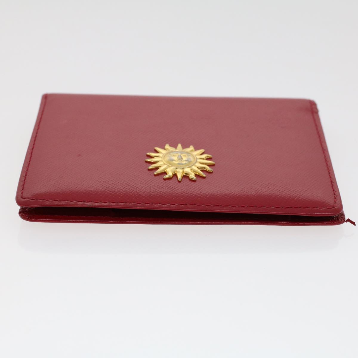 Gianni Versace Card Case Leather Red Auth ac1965